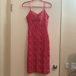 SHEIN Red and White Midi Dress